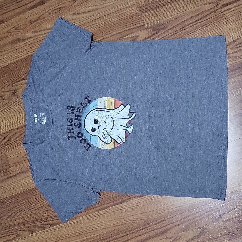 Womens L Halloween ghostie This Is Boo Sheet ghost fitted graphic tee shirt NWOT